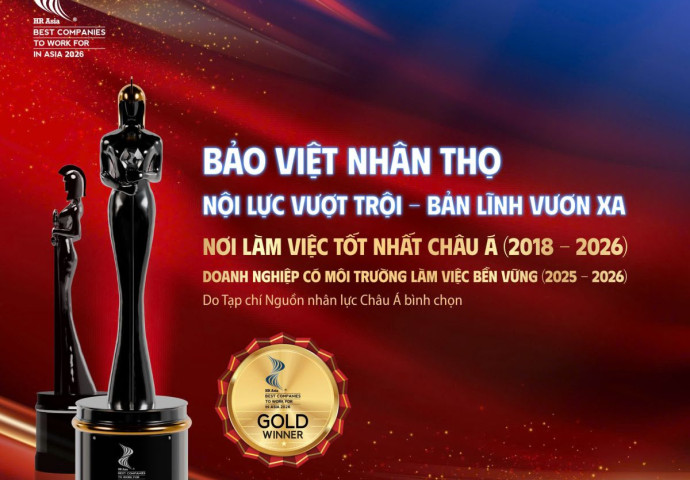 BẢO VIỆT NHÂN THỌ TỰ HÀO LẦN THỨ 8 ĐƯỢC VINH DANH "NƠI LÀM VIỆC TỐT NHẤT CHÂU Á" (2018–2026)